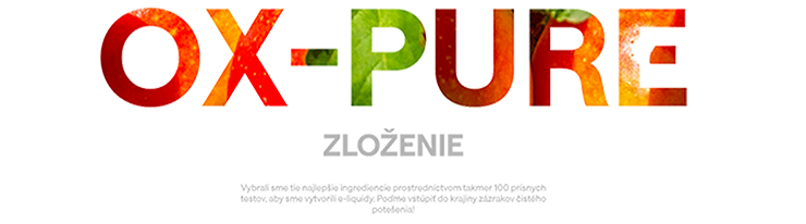 OX PURE napis s ovocným dizajnom